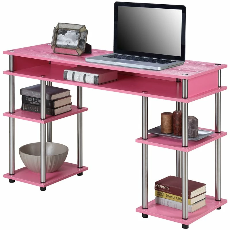 Pemberly Row Contemporary No Tools Student Desk In Pink Wood Finish 5 Pemberly Row Contemporary No Tools Student Desk In Pink Wood Finish - Image 3