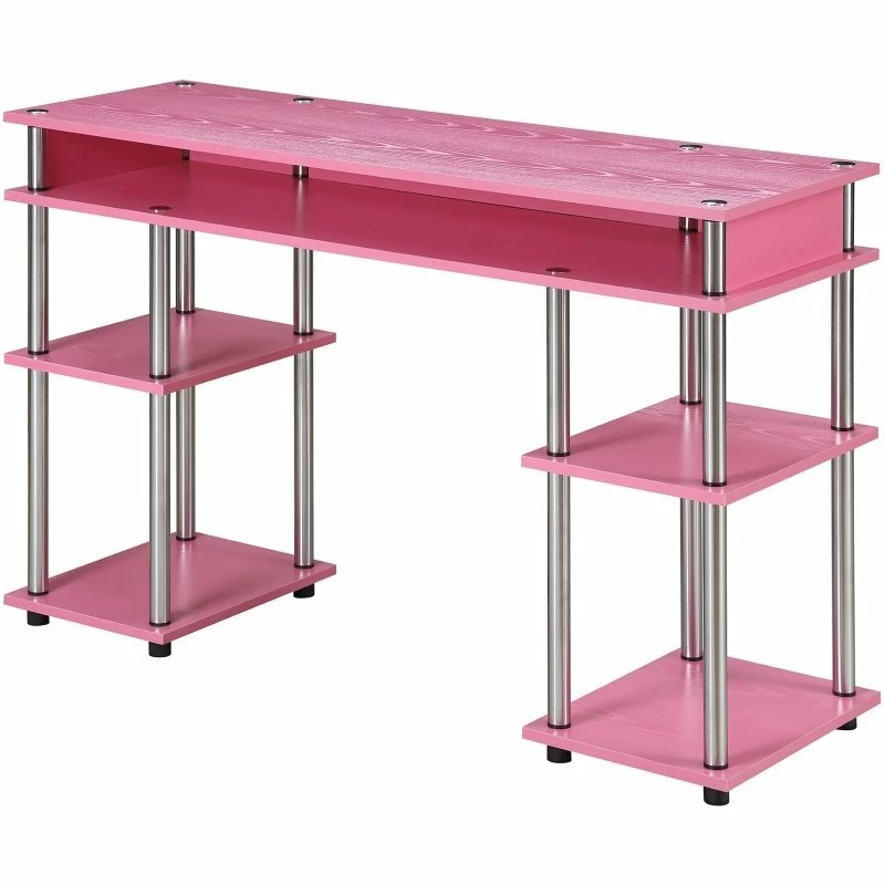Pemberly Row Contemporary No Tools Student Desk In Pink Wood Finish 3 Pemberly Row Contemporary No Tools Student Desk In Pink Wood Finish