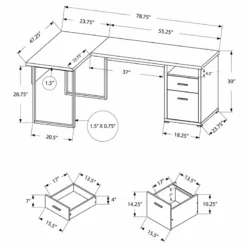 Pemberly Row Computer Desk Home Office Corner L Shape Work Laptop Metal Brown 9 Pemberly Row Computer Desk Home Office Corner L Shape Work Laptop Metal Brown -CYMAX Sales 2774158 3 L