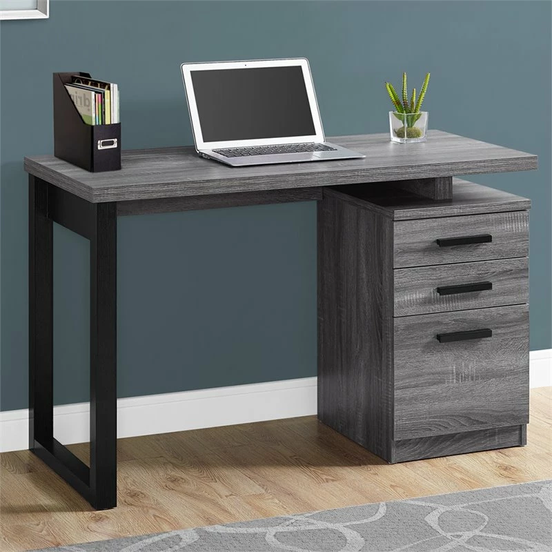 Pemberly Row Computer Desk Home Office Laptop Storage Drawers - Laminate Gray 4 Pemberly Row Computer Desk Home Office Laptop Storage Drawers - Laminate Gray - Image 2