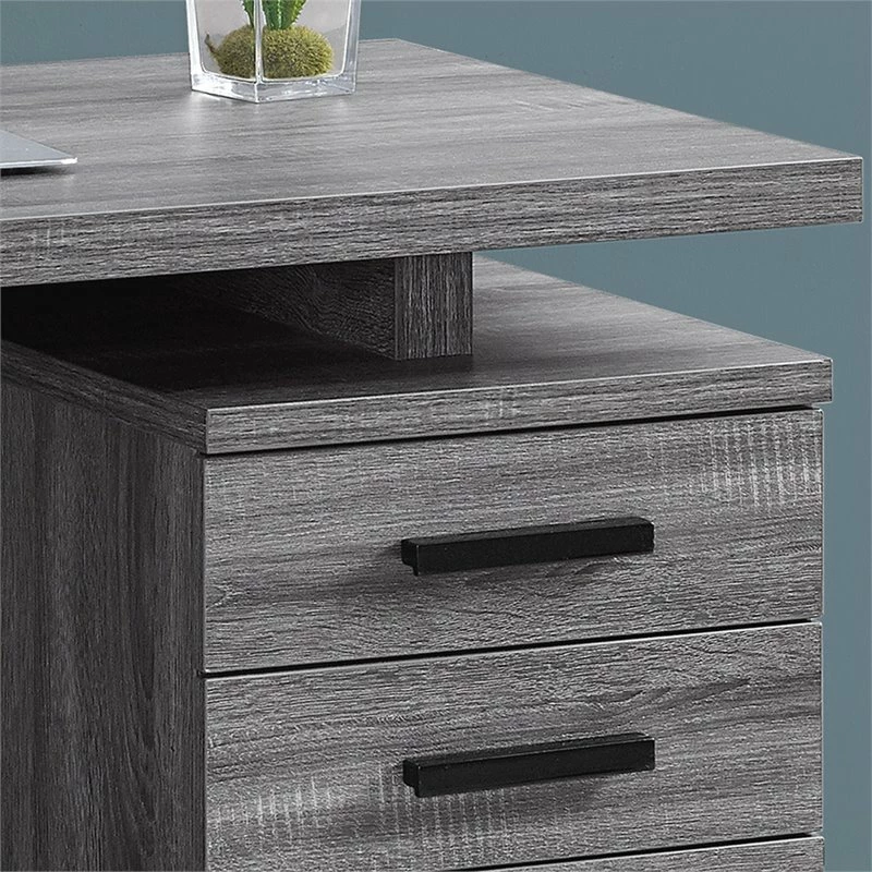 Pemberly Row Computer Desk Home Office Laptop Storage Drawers - Laminate Gray 5 Pemberly Row Computer Desk Home Office Laptop Storage Drawers - Laminate Gray - Image 3