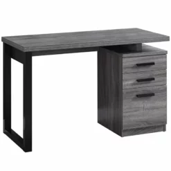 Pemberly Row Computer Desk Home Office Laptop Storage Drawers - Laminate Gray