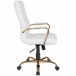 Pemberly Row Contemporary High Back Leather Swivel Office Chair In White -CYMAX Sales 2774179 2 L