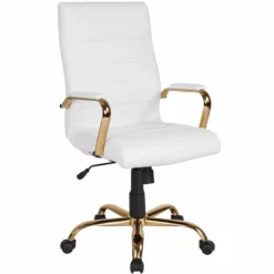 Pemberly Row Contemporary High Back Leather Swivel Office Chair In White