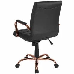 Pemberly Row Mid Back LeatherSoft Office Swivel Chair In Black And Rose Gold -CYMAX Sales 2774181 3 L