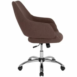 Pemberly Row Contemporary Mid Back Swivel Office Chair In Brown Fabric -CYMAX Sales 2774186 2 L