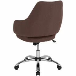 Pemberly Row Contemporary Mid Back Swivel Office Chair In Brown Fabric -CYMAX Sales 2774186 3 L