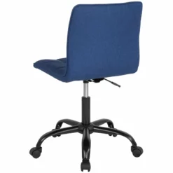 Pemberly Row Contemporary Mid Back Tufted Swivel Office Chair In Blue -CYMAX Sales 2774188 3 L