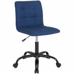 Pemberly Row Contemporary Mid Back Tufted Swivel Office Chair In Blue