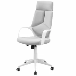 Pemberly Row Office Chair Swivel Ergonomic Armrests Computer Desk - Metal White