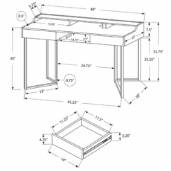 Pemberly Row Computer Desk Home Office Laptop Storage Drawers 48"L - Metal White -CYMAX Sales 2774193 2 L