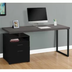 Pemberly Row Computer Desk Home Office Laptop Storage Drawers 60"L - Metal Black 8 Pemberly Row Computer Desk Home Office Laptop Storage Drawers 60"L - Metal Black -CYMAX Sales 2774210 1 L