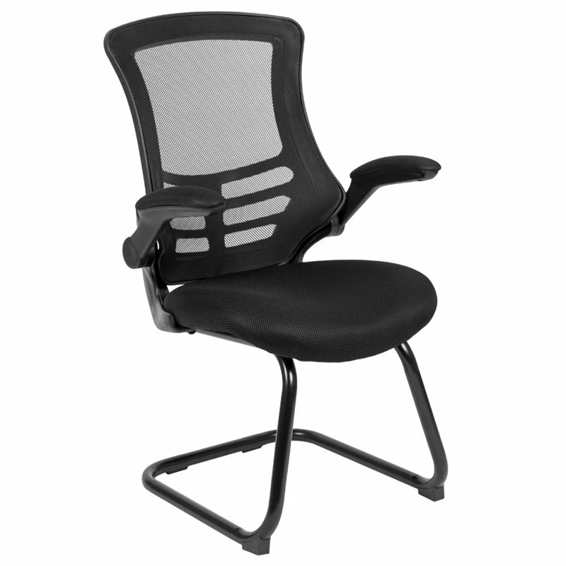 Pemberly Row Contemporary Mesh Sled Office Side Chair In Black 3 Pemberly Row Contemporary Mesh Sled Office Side Chair In Black