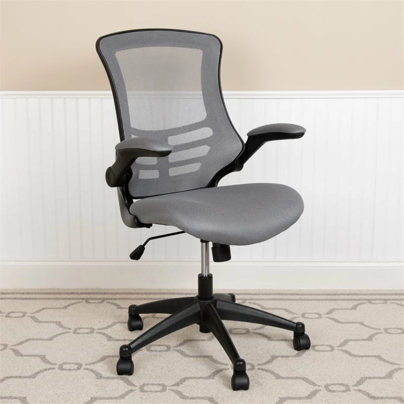 Pemberly Row Contemporary Mid Back Mesh Office Swivel Chair In Dark Gray 4 Pemberly Row Contemporary Mid Back Mesh Office Swivel Chair In Dark Gray - Image 2