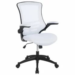 Pemberly Row Contemporary Mid Back Mesh Office Swivel Chair In White