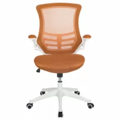 Pemberly Row Mid Back Mesh Office Swivel Chair In Tan And White -CYMAX Sales 2774224 3 L