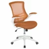 Pemberly Row Mid Back Mesh Office Swivel Chair In Tan And White -CYMAX Sales 2774224 L