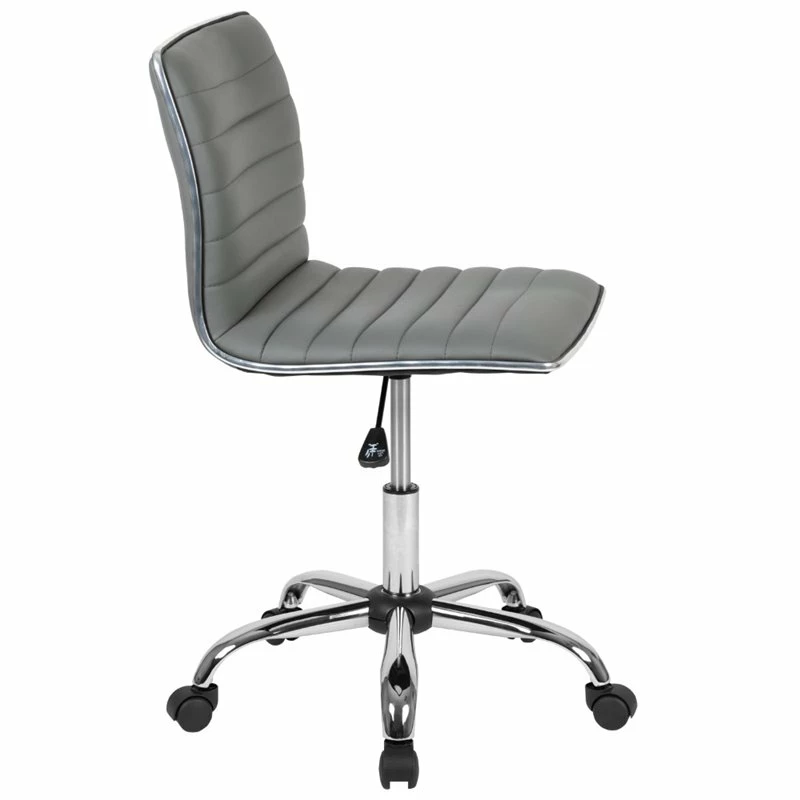 Pemberly Row Low Back Faux Leather Office Swivel Chair In Light Gray 8 Pemberly Row Low Back Faux Leather Office Swivel Chair In Light Gray - Image 6