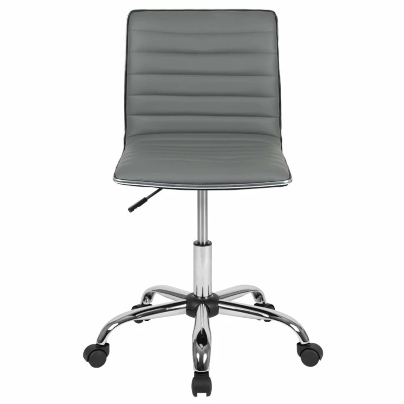 Pemberly Row Low Back Faux Leather Office Swivel Chair In Light Gray 5 Pemberly Row Low Back Faux Leather Office Swivel Chair In Light Gray - Image 3