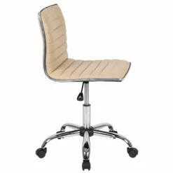 Pemberly Row Low Back Faux Leather Office Swivel Chair In Tan -CYMAX Sales 2774234 10 L