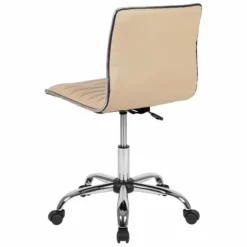 Pemberly Row Low Back Faux Leather Office Swivel Chair In Tan -CYMAX Sales 2774234 11 L