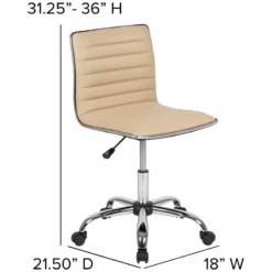 Pemberly Row Low Back Faux Leather Office Swivel Chair In Tan -CYMAX Sales 2774234 8 L