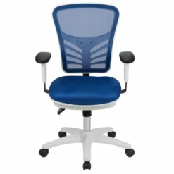 Pemberly Row Mid Back Executive Mesh Office Swivel Chair In Blue And White -CYMAX Sales 2774235 2 L