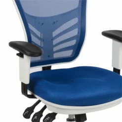 Pemberly Row Mid Back Executive Mesh Office Swivel Chair In Blue And White -CYMAX Sales 2774235 5 L