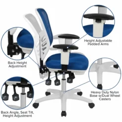 Pemberly Row Mid Back Executive Mesh Office Swivel Chair In Blue And White -CYMAX Sales 2774235 7 L
