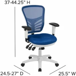 Pemberly Row Mid Back Executive Mesh Office Swivel Chair In Blue And White -CYMAX Sales 2774235 8 L