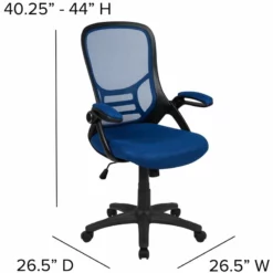 Pemberly Row High-Back Ergonomic Mesh Office Swivel Chair In Blue -CYMAX Sales 2774236 8 L