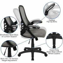 Pemberly Row High-Back Ergonomic Mesh Office Swivel Chair In Light Gray -CYMAX Sales 2774238 7 L