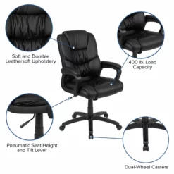 Pemberly Row Contemporary Big And Tall Ergonomic Leather Chair In Black 11 Pemberly Row Contemporary Big And Tall Ergonomic Leather Chair In Black -CYMAX Sales 2774257 4 L