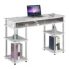 Pemberly Row No Tools Student Desk In White Faux Marble Wood Finish