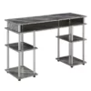 Pemberly Row No Tools Student Desk In Gray Faux Marble Wood Finish