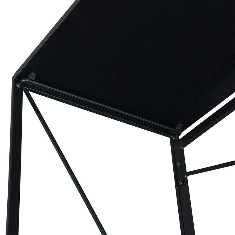 Pemberly Row Folding Desk In Black Wood Top And Black Metal Frame 6 Pemberly Row Folding Desk In Black Wood Top And Black Metal Frame - Image 4