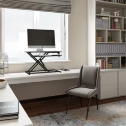 Pemberly Row Contemporary Black Metal Frame Sit-Stand Desk Converter -CYMAX Sales 2774299 7 L