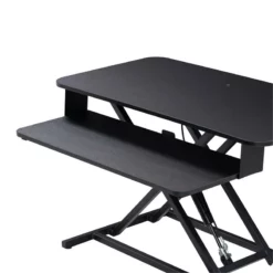 Pemberly Row Contemporary Black Metal Frame Sit-Stand Desk Converter -CYMAX Sales 2774299 9 L