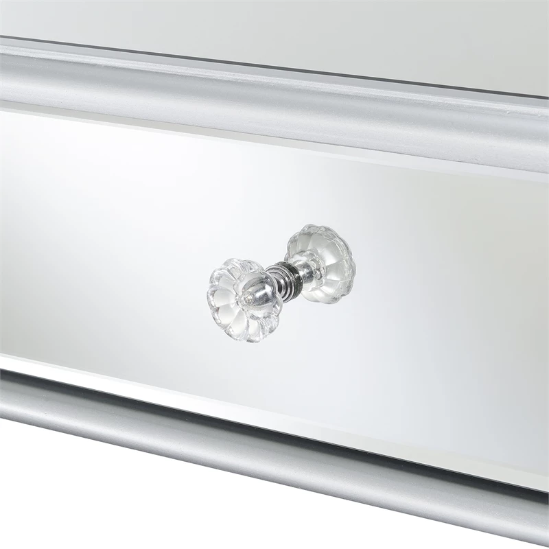 Pemberly Row One-Drawer Desk/Console Table In Mirrored Glass 9 Pemberly Row One-Drawer Desk/Console Table In Mirrored Glass - Image 7