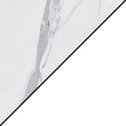 Pemberly Row Trestle Desk With Shelves In White Faux Marble Wood Finish -CYMAX Sales 2774308 5 L