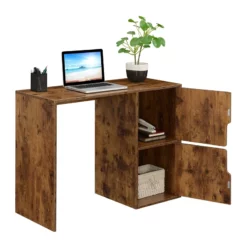 Pemberly Row Student Desk With Storage Cabinets In Nutmeg Wood Finish -CYMAX Sales 2774311 3 L