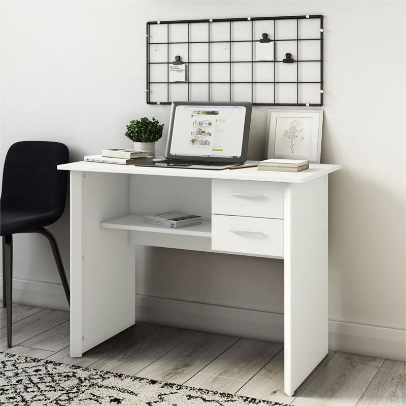 Pemberly Row Two Drawer Desk - Classic White Engineered Wood 4 Pemberly Row Two Drawer Desk - Classic White Engineered Wood - Image 2