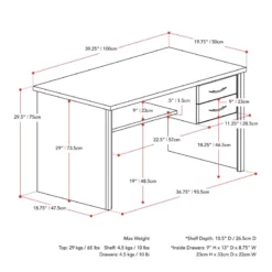 Pemberly Row Two Drawer Desk - Classic White Engineered Wood 21 Pemberly Row Two Drawer Desk - Classic White Engineered Wood -CYMAX Sales 2774313 7 L
