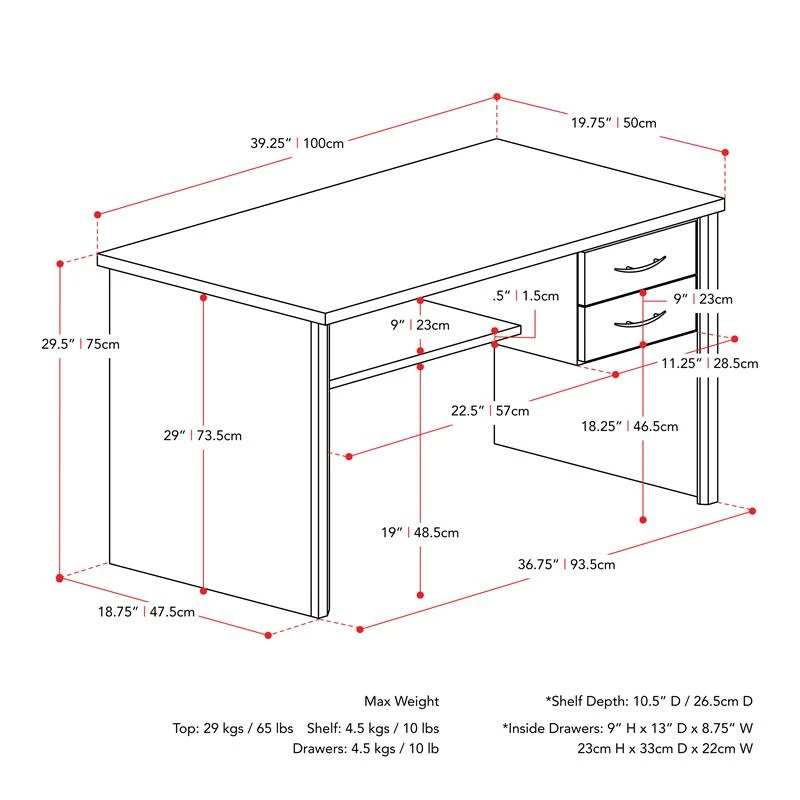 Pemberly Row Two Drawer Desk - Classic White Engineered Wood 10 Pemberly Row Two Drawer Desk - Classic White Engineered Wood - Image 8