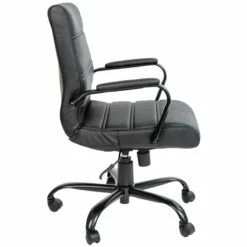 Pemberly Row Contemporary Leather Mid-Back Office Swivel Chair In Black -CYMAX Sales 2774315 12 L