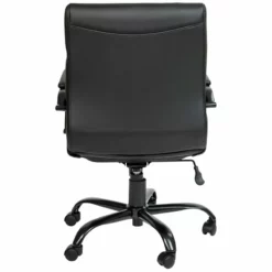 Pemberly Row Contemporary Leather Mid-Back Office Swivel Chair In Black -CYMAX Sales 2774315 13 L