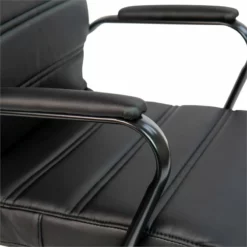 Pemberly Row Contemporary Leather Mid-Back Office Swivel Chair In Black -CYMAX Sales 2774315 14 L