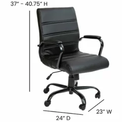Pemberly Row Contemporary Leather Mid-Back Office Swivel Chair In Black -CYMAX Sales 2774315 18 L