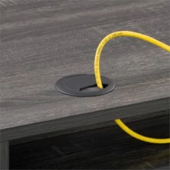 Pemberly Row Contemporary Gray Wood Grain Finish Desk With Drawer -CYMAX Sales 2774327 10 L