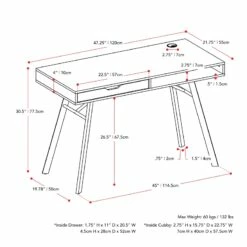 Pemberly Row Contemporary Gray Wood Grain Finish Desk With Drawer -CYMAX Sales 2774327 12 L